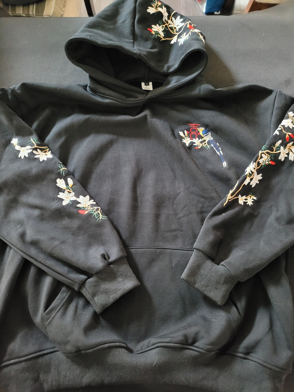 Niepce Flowers Birds Embroidered Zip Hoodie